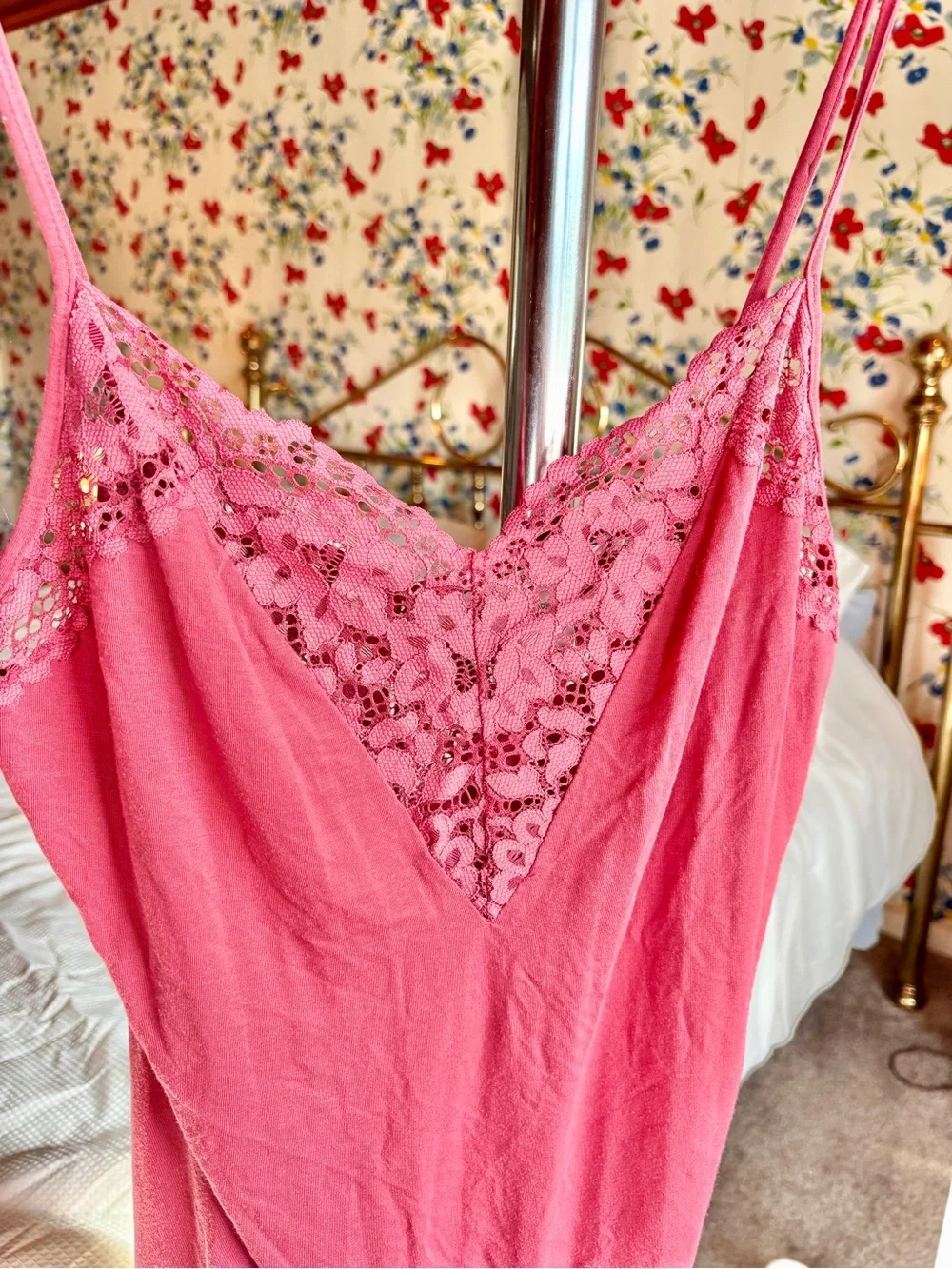 victoria’s secret deep rose lace slip dress y2k romantic coquette cottagecore L
